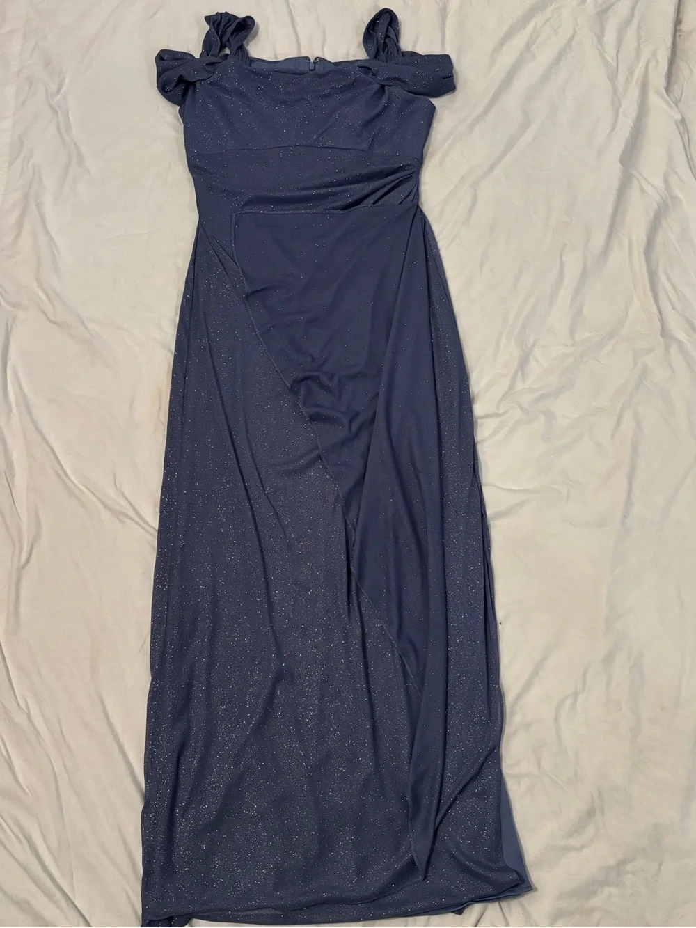 Alex Evenings Navy One-Shoulder Sparkle Evening Gown - Picture 4 of 7